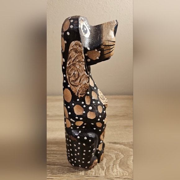 Wood Carved Dog, Carved by Hand in Bali -  8 inches EUC - Picture 4 of 7